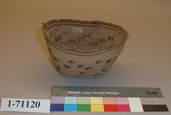 Hearst Museum object titled Basket, accession number 1-71120, described as Twined, oval shape.