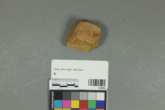 Hearst Museum object titled Chunk, accession number 5-8050, described as chunk; cortex remaining on three planes; L 4.8cm