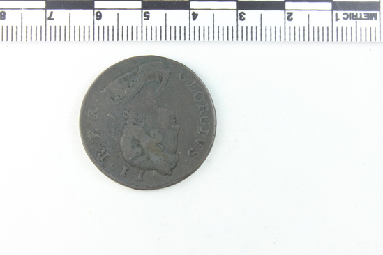 Hearst Museum object titled Coin, accession number 7-2786, described as Copper; Obverse: Georgivs II Rex; Reverse: Britannia. 1731; 9.63 grams.