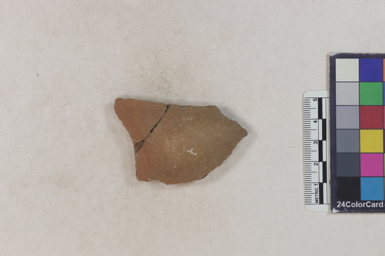 Hearst Museum object 105 of 183 titled Potsherd, accession number 16-8192, described as Potsherd: bodys Section of Manta on beach currently inhabited. Numbers  8111 to 8194 are sherds picked up on beach at low tide.