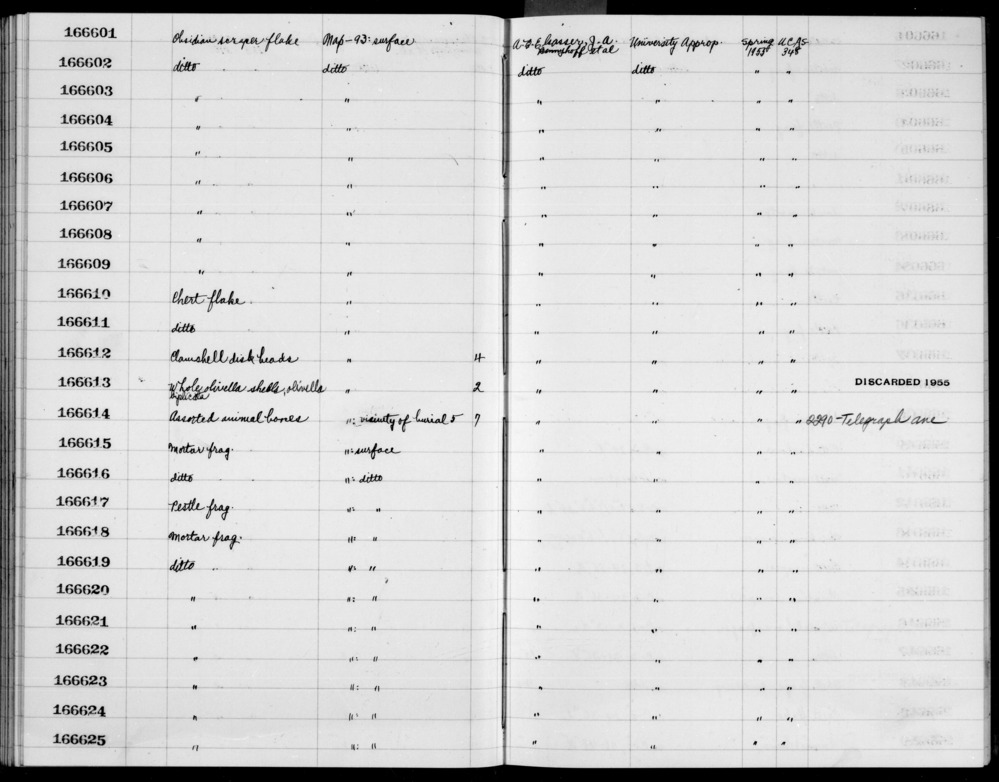 Documentation associated with Hearst Museum object titled Flake, accession number 1-166611, described as Chert.