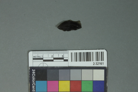 Hearst Museum object titled Point or knife fragment, accession number 2-32161, described as Obsidian.