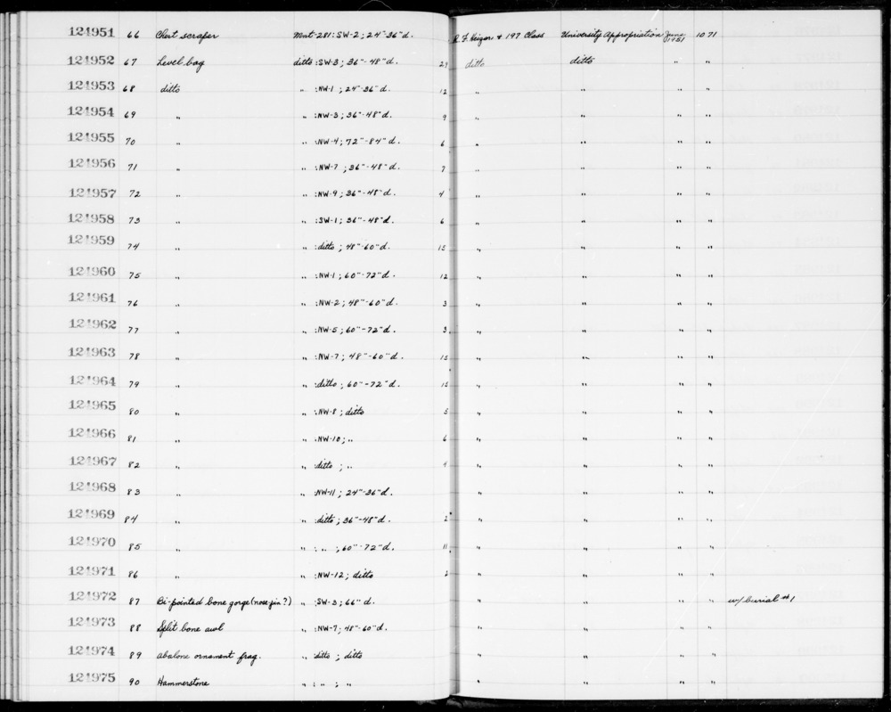 Documentation associated with Hearst Museum object titled Awl, accession number 1-124973, described as Split bone.