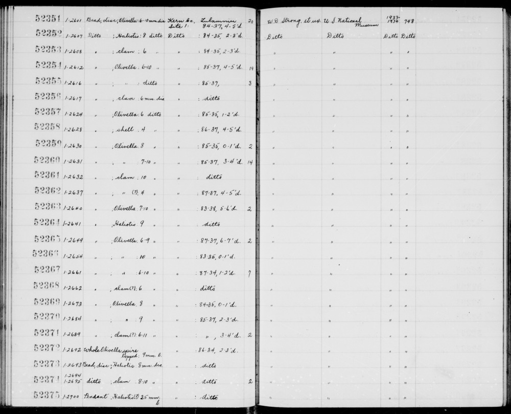 Documentation associated with Hearst Museum object titled Bead, accession number 1-52358, described as Disc, shell.