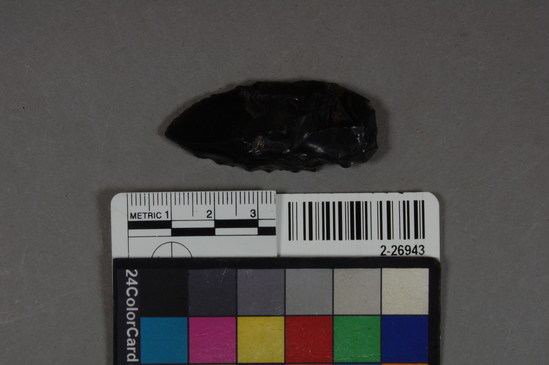 Hearst Museum object titled Obsidian projectile point, accession number 2-26943, described as Obsidian projectile point