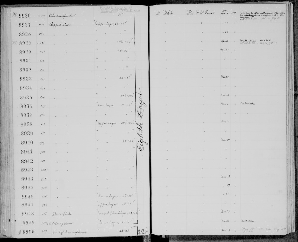 Documentation associated with Hearst Museum object titled Flake, accession number 1-8934, described as chipped stone