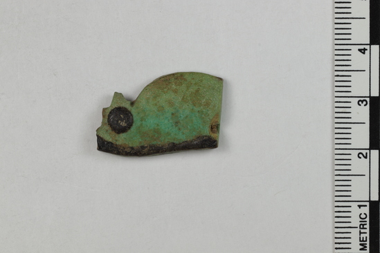 Hearst Museum object 2 of 3 titled Amulet, accession number 6-20698, described as green glaze amulet. New Empire