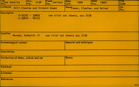 Documentation associated with Hearst Museum object titled Projectile point fragment, accession number 2-39900, described as Chert projectile point tip