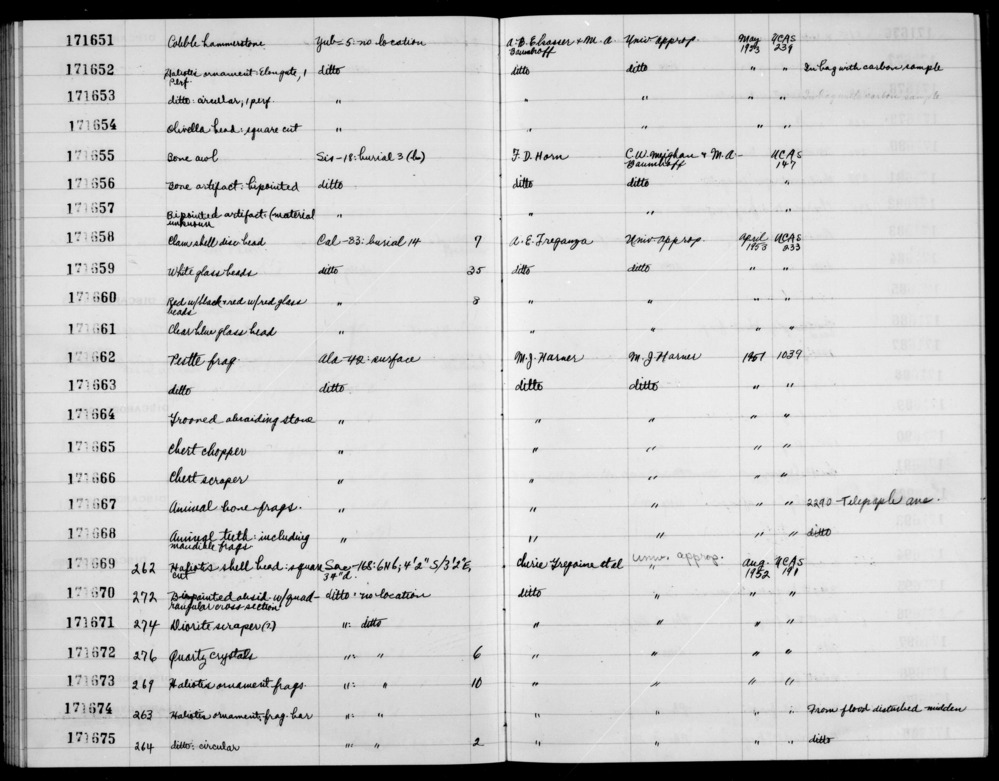 Documentation associated with Hearst Museum object titled Awl, accession number 1-171656, described as Artifact. Bipointed.