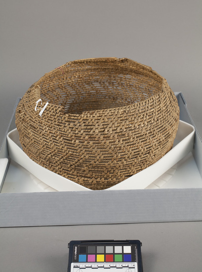 Hearst Museum object titled Basket, accession number 11-3355, described as Openwork coiled basket.