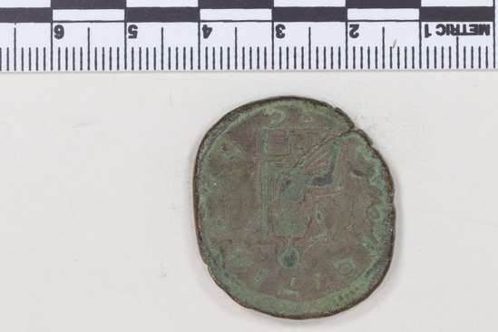 Hearst Museum object 6 of 8 titled Coin: æ sestertius, accession number 8-6166, described as Coin: Sestertius; Æ; Otacilia - 15.59 grams. Obverse: MARCIA OTACIL SEVERA AVG - Bust facing right, draped, diademed. Reverse: [P]VDICITIA, SC in exergue - Pudicitia veiled, seated facing left with right hand drawing veil, scepter in left hand.