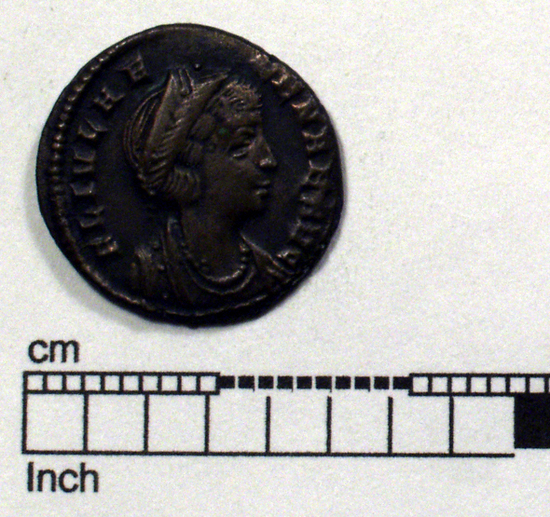 Hearst Museum object titled Coin: æ, accession number 8-7455, described as Coin; Constantine I; Helen (his mother)