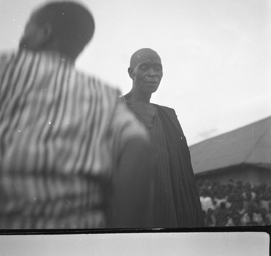 Hearst Museum object titled Black-and-white negative, accession number 15-31038, described as Black-and-white negative, Nigeria, Meko, Atinga chief (2), 1950-1951