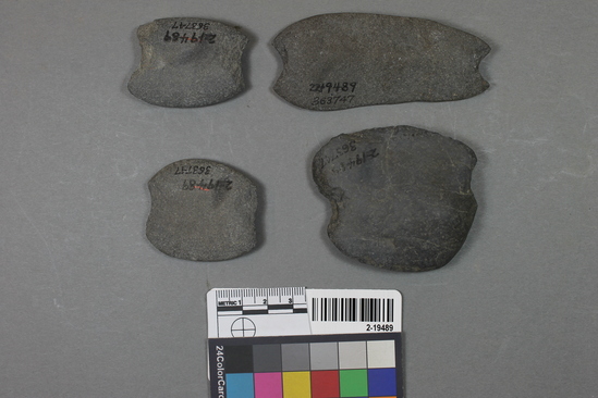 Hearst Museum object titled Sinkers, accession number 2-19489, described as Notched sinkers