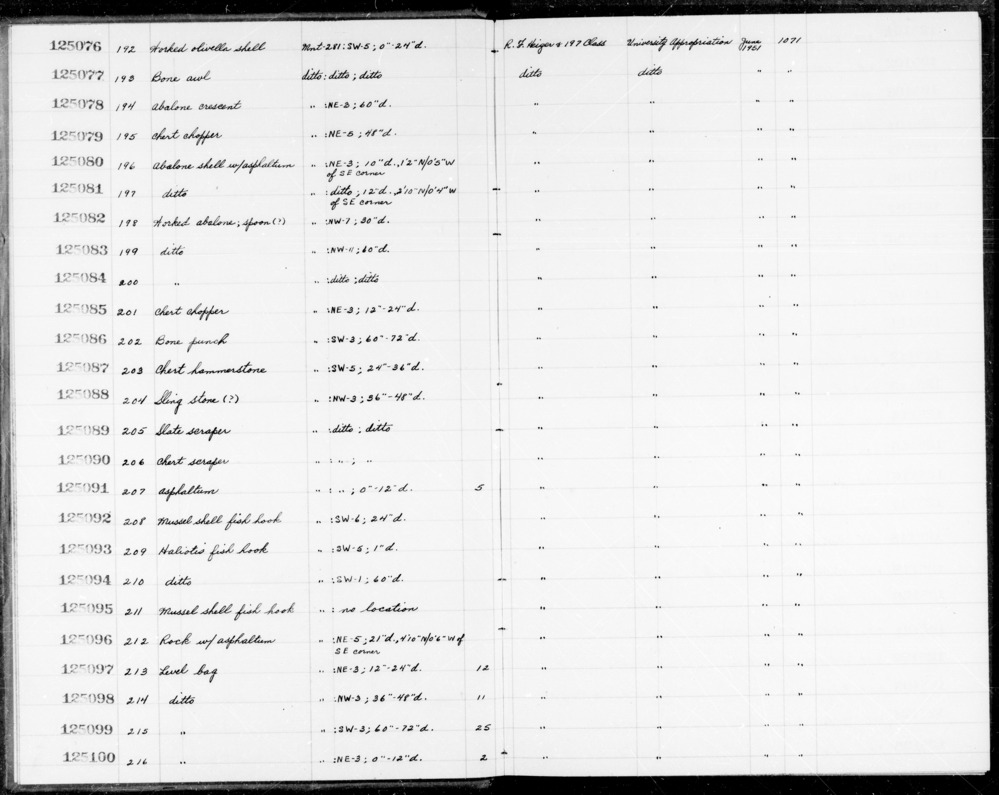 Documentation associated with Hearst Museum object titled Awl, accession number 1-125077, described as Bone awl.