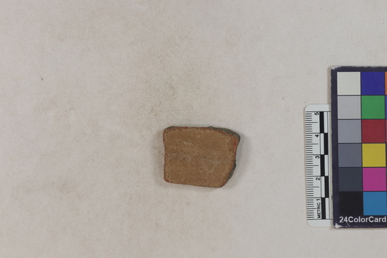 Hearst Museum object 154 of 183 titled Potsherd, accession number 16-8192, described as Potsherd: bodys Section of Manta on beach currently inhabited. Numbers  8111 to 8194 are sherds picked up on beach at low tide.