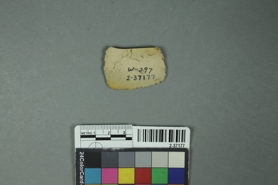 Hearst Museum object titled Knife, accession number 2-37177, described as White chert knife