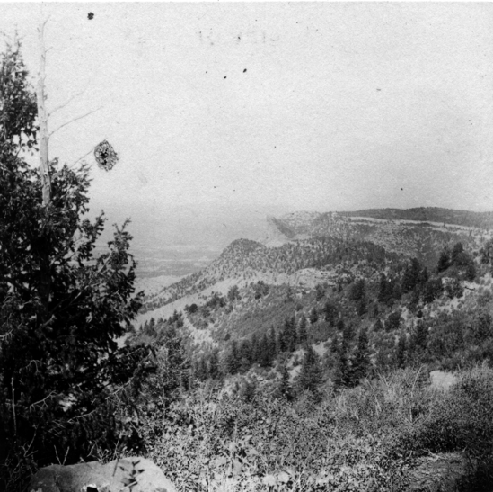 Hearst Museum object titled Black-and-white print, accession number 13-376g, described as One of a set of 17 mounted photos, 3¼ x 3¼ inches, of ruins and scenes of Cliff houses, Mesa Verde, Colorado.