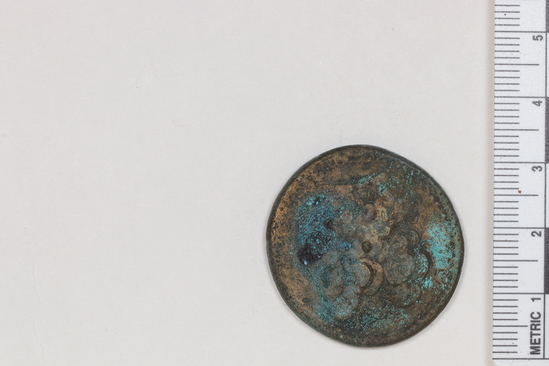 Hearst Museum object 4 of 6 titled Coin: æ, accession number 6-19200, described as bronze coin