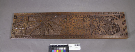 Hearst Museum object titled Storyboard, accession number 11-45542, described as Storyboard of dort wood (Instia bijuga)