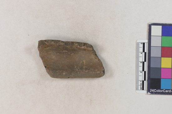 Hearst Museum object 56 of 160 titled Potsherd, accession number 16-8191, described as Potsherd: rims Section of Manta on beach currently inhabited. Numbers  8111 to 8194 are sherds picked up on beach at low tide.