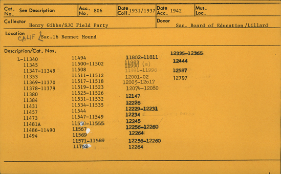 Documentation associated with Hearst Museum object titled Tool, accession number L-11340, described as Elk horn