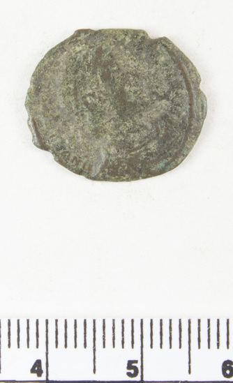 Hearst Museum object 3 of 6 titled Coin: æ, accession number 8-6096, described as Coin: Æ; Uncertain - 2.18 grams.