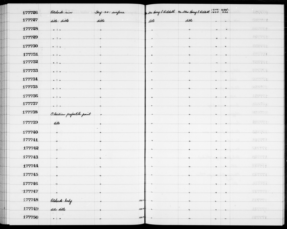 Documentation associated with Hearst Museum object titled Potsherd, accession number 1-177737, described as Rim.