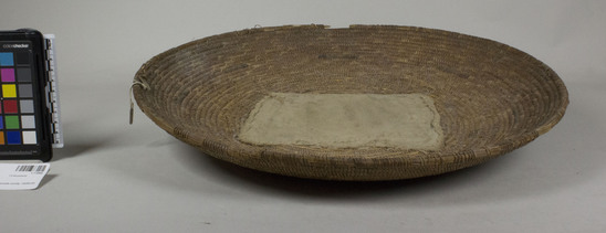 Hearst Museum object 2 of 2 titled Basket, accession number 1-11068, described as Flat; mended in middle with cloth.