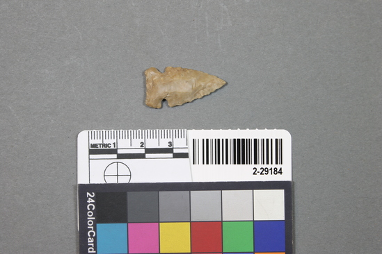 Hearst Museum object titled Projectile point, accession number 2-29184, described as Arrowhead, chert