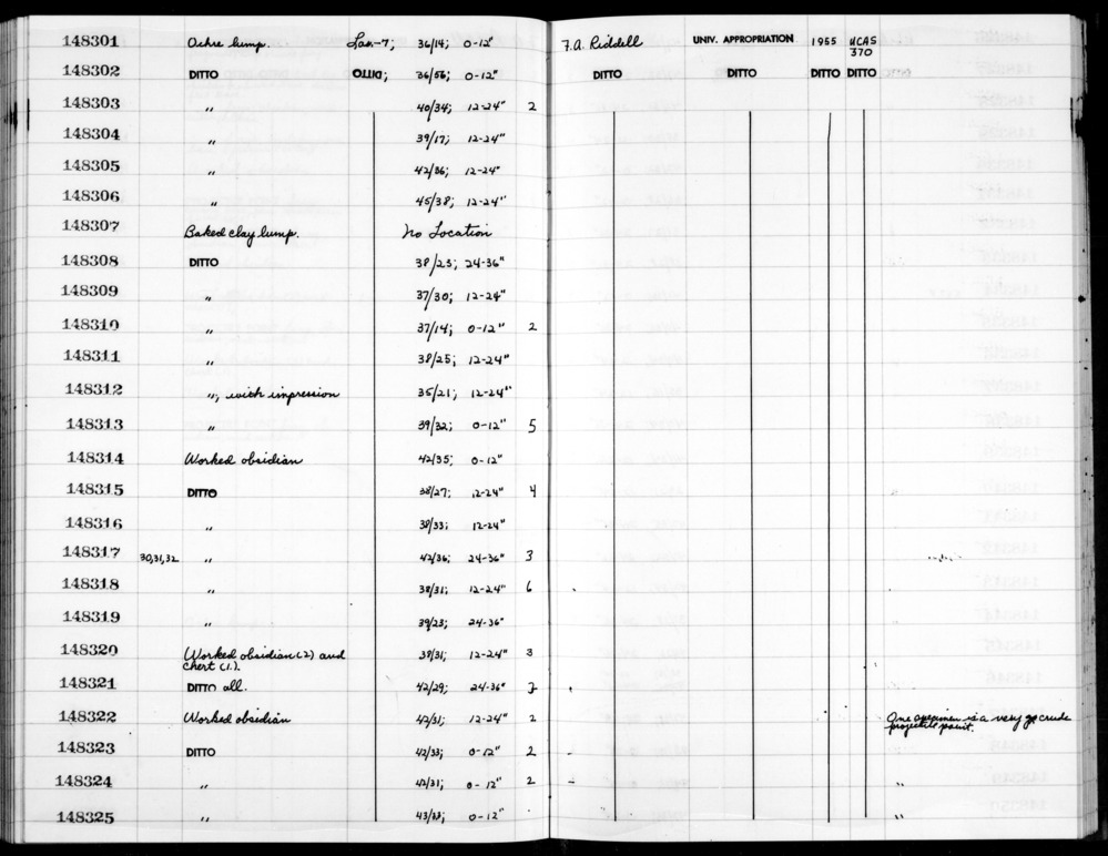 Documentation associated with Hearst Museum object titled Lithic, accession number 1-148318, described as Worked.