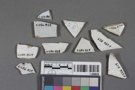 Hearst Museum object 1 of 2 titled Ceramic fragments, accession number 1-256829, described as 10 small ceramic fragments