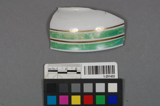 Hearst Museum object titled Ceramic fragment, accession number 1-251432, described as annular refined white earthenware bowl base fragment