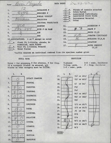 Documentation associated with Hearst Museum object titled Human remains, accession number 12-8748(0), described as Remains of one child (6 year old).