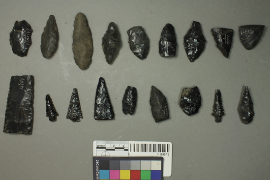 Hearst Museum object titled Points and flakes, accession number 1-16997.2, described as Points and flakes.