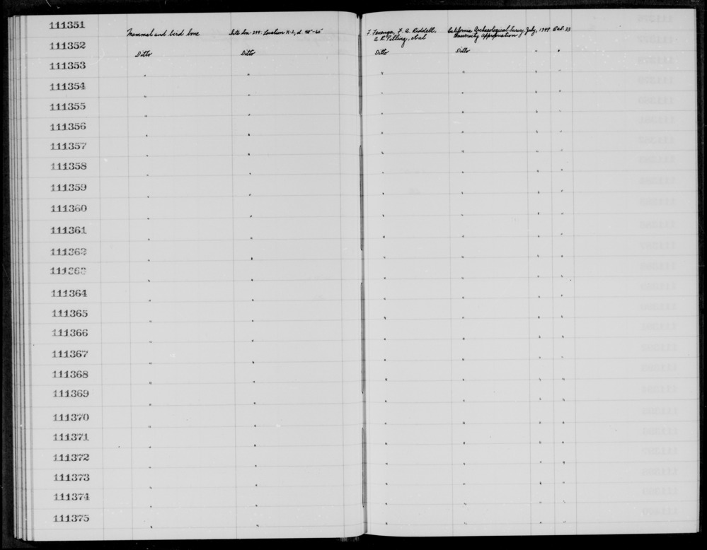 Documentation associated with Hearst Museum object titled Faunal remains, accession number 1-111356, described as Mammal and bird.