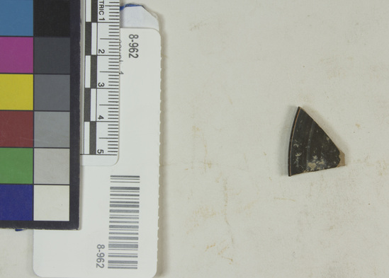 Hearst Museum object titled Kylix fragment, accession number 8-962, described as Small fragment of a red-figured kylix