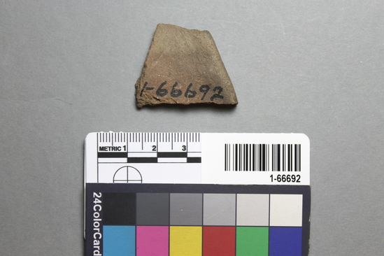 Hearst Museum object titled Potsherd, accession number 1-66692, described as Hakum Red on Brown.