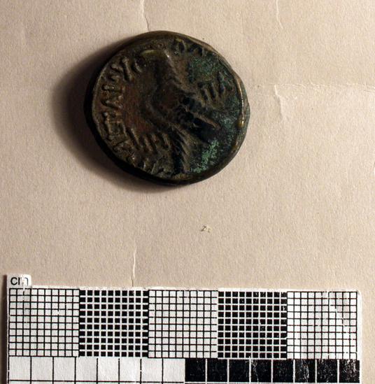 Hearst Museum object 8 of 8 titled Coin: billon tetradrachm, accession number 6-22416, described as Head of Ptolemy I,.r, diademed,