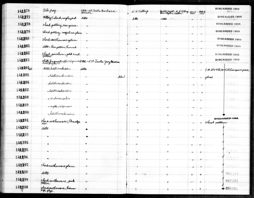 Documentation associated with Hearst Museum object titled Shell fragment, accession number 1-142286, described as Shell fragment.