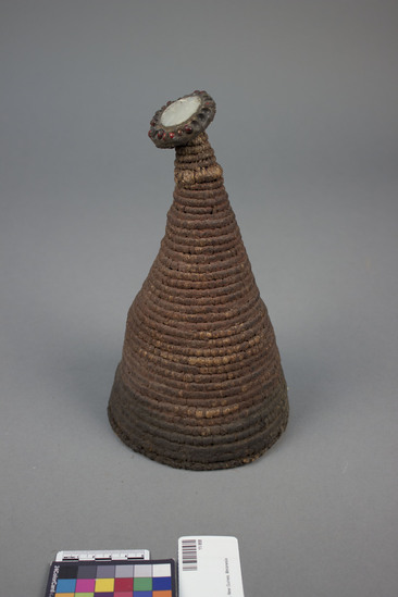 Hearst Museum object titled Headdress, accession number 11-958, described as Conical Basketry head dress.