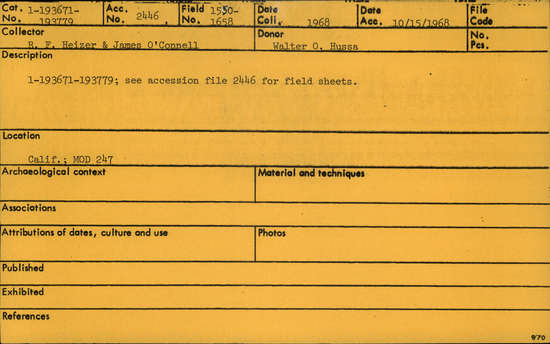 Documentation associated with Hearst Museum object titled Basalt artifact fragment, accession number 1-193731, described as basalt artifact frag., 6.7cm