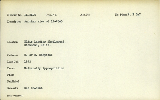 Documentation associated with Hearst Museum object titled Black-and-white negative, accession number 15-6570, described as Femur with embedded obsidian 12-2340 Notice: Image restricted due to its potentially sensitive nature. Contact Museum to request access.