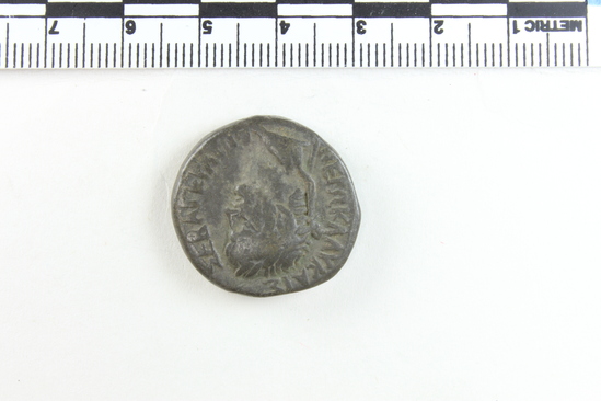 Hearst Museum object 3 of 6 titled Coin: billon tetradrachm, accession number 6-22556, described as Head of Nero, r., laureate