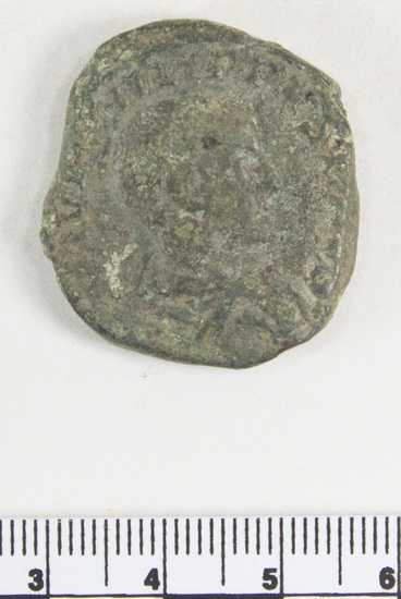 Hearst Museum object 4 of 8 titled Coin: æ sestertius, accession number 8-6249, described as Coin: AE; PHILIPPUS II - 19.10 grms. Sestertius Obverse: M IVL PHILLIPVS CAES - bust facing right, draped. Reverse: PRINCIPI IVVENT,SC - Philip II stg l. holding globe in outstretched r. hand, long scepter in l.