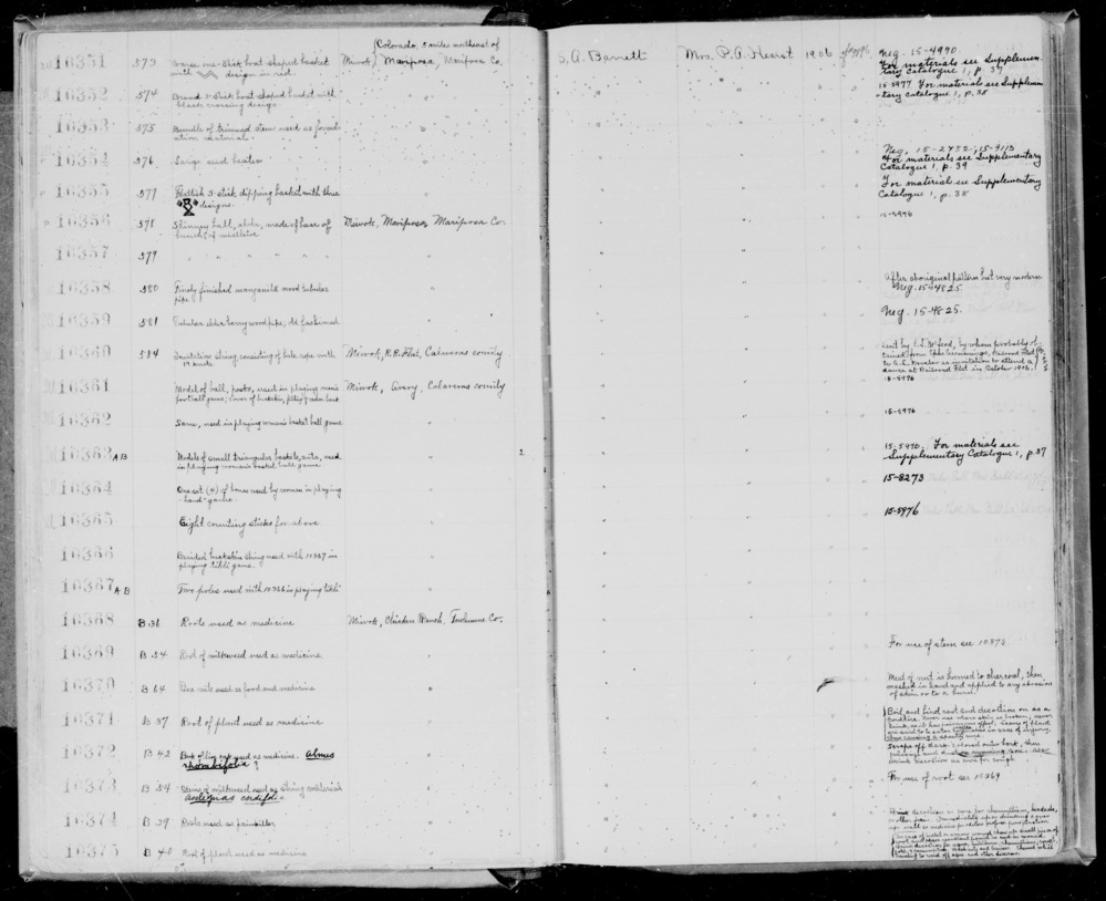 Documentation associated with Hearst Museum object titled Poles, accession number 1-10367a,b, described as Two poles.