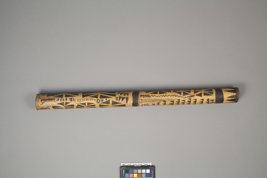 Hearst Museum object titled Smoking pipe, accession number 11-885, described as Carved bamboo pipe for smoking