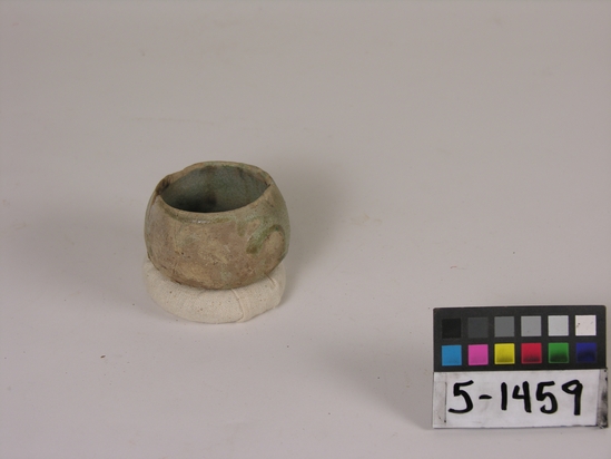 Hearst Museum object titled Pot, accession number 5-1459, described as Small pot, partly glazed