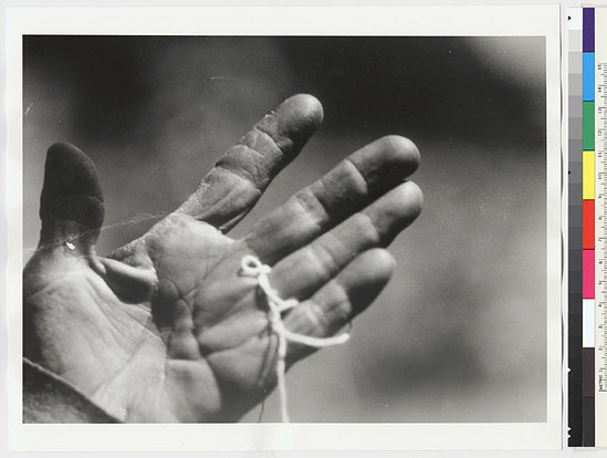 Hearst Museum object titled Black-and-white negative, accession number 15-7146, described as Cat's cradle: Gopher, string released from thumb and pulled