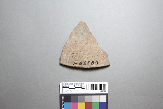 Hearst Museum object titled Potsherd, accession number 1-66589, described as Cronise Brown (residual clay), tray rim.